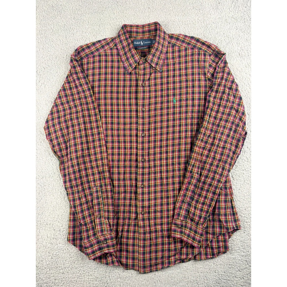 Polo Ralph Lauren Button Down Shirt Men's Large Multicolor Plaid Classic Fit